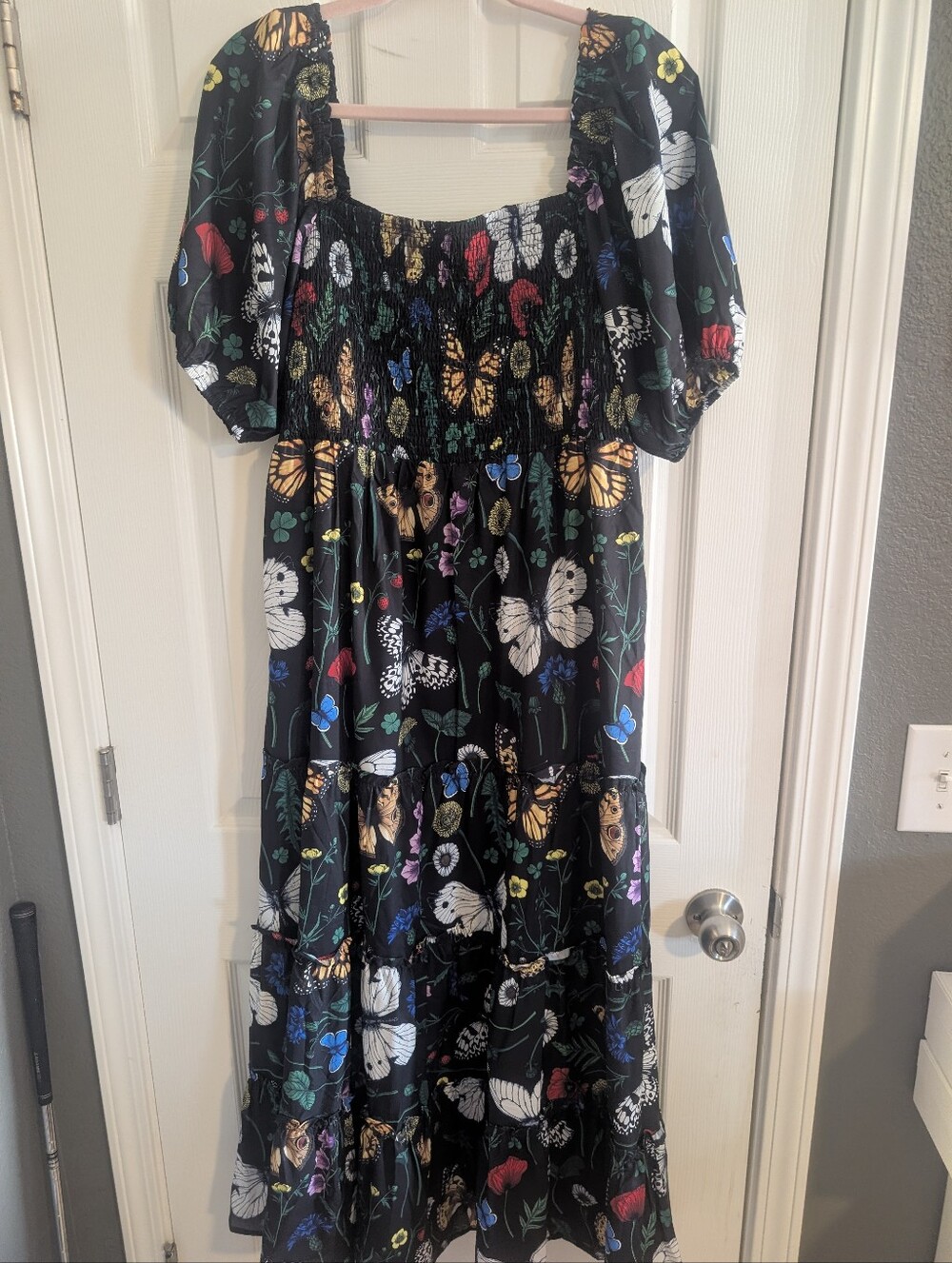 Dressed in LALA Black Butterfly & Floral Smocked Maxi Dress